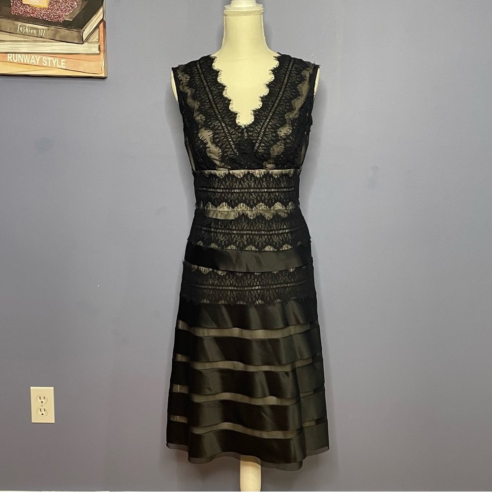 JS Collections Black Sheer Lace Midi Dress